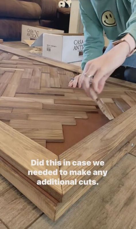 Transforming your basic Ikea bed into a stunning Pottery Barn-inspired bed with a DIY herringbone headboard is easier than you think. Herringbone Bed Frame, Diy Headboards Ideas, Headboard Ideas Wood, Diy Full Size Headboard, Diy Herringbone Headboard, Wood Headboard Diy, Dyi Headboards, Diy King Size Headboard, Diy King Headboard