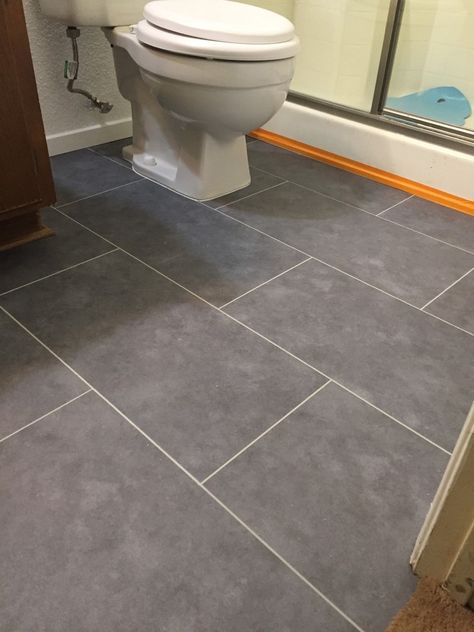 I recently put in stone/slate look luxury vinyl tiles in my bathroom? Master Bath Tile Combinations, Luxury Vinyl Tile Kitchen, Vinyl Tile Flooring Kitchen, Vinyl Tile Flooring Bathroom, Vinyl Plank Flooring Bathroom, Luxury Vinyl Tile Bathroom, Vinyl Tile Bathroom, Slate Bathroom Floor, Slate Bathroom Tile