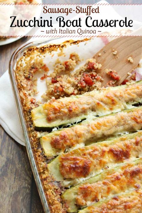 Recipe With Stuffing, Italian Stuffed Zucchini Boats, Zucchini Casserole Recipes, Stuffed Zucchini Boats, Easy Zucchini Recipes, Gluten Free Italian, Sausage Stuffed Zucchini, Zucchini Casserole, Stuffed Zucchini