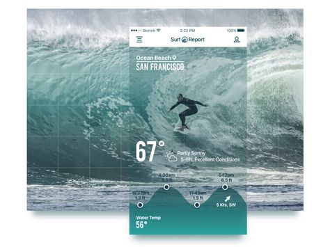 Surfing App Concept - Sketch by Gabe Becker Surf App, Ocean Beach San Francisco, App Concept, Working On It, Mobile Ui, Ocean Beach, You've Been, App Design, Creative Professional