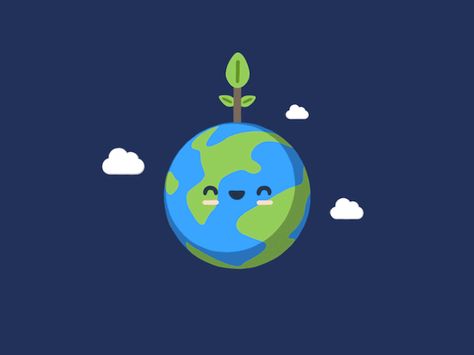 Earth Day by EJ Hassenfratz in Flat Design   #earthday #dribbble #dribbblers #design #illustration Animated Earth, World Environment Day Posters, Earth Day Drawing, Earth Gif, Earth Illustration, Motion Graphics Inspiration, World Environment Day, Environment Day, Tree Graphic