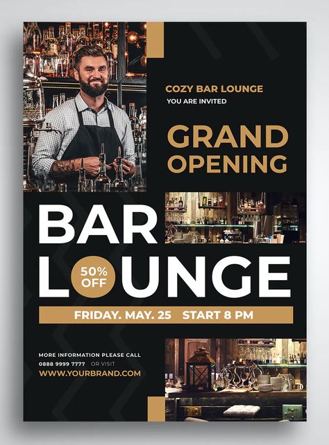 Bar Flyer Design Graphics, Grand Opening Poster, Bar Flyer, Phoenix Garden, Grand Opening Flyer, Pizza Flyer, Business Tiktok, Grand Opening Invitations, Lake Vibes