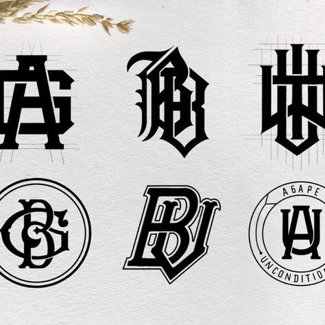 I will create initial monogram logo Monogram Logo Typography, Letter Composition, Letter Pattern Design, Baseball Monogram, Typo Logo Design, Logo Monogramme, Monogram Logos, Sport Logo Design, Logo Design Inspiration Creative