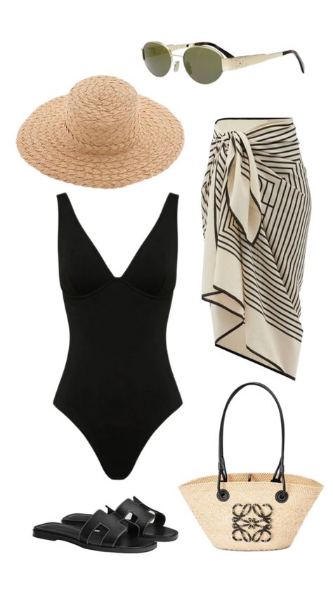 Beach day outfit summer Beach Day Outfit Summer, Black Swimsuit Outfit, Classy Swimwear, Beach Day Outfit, Swimsuit Outfit, Cruise Fashion, Swimsuits Outfits, Beachwear Fashion, Beach Wear Outfits