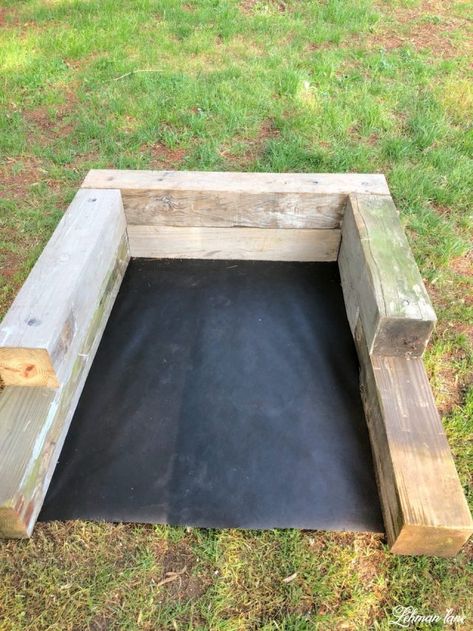 Railroad Ties Horseshoe Pit, Diy Horse Shoe Pits, How To Make A Horse Shoe Pit, How To Build A Horseshoe Pit, Horseshoe Pits Backyard, Horse Shoe Game How To Build, Inexpensive Backyard Ideas Diy, Regulation Horseshoe Pit, Horse Shoe Game