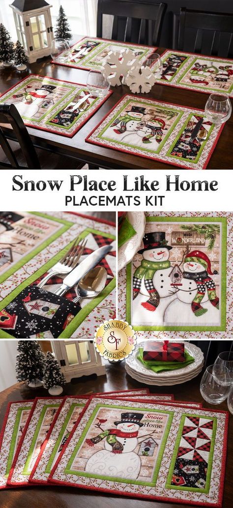 Free Placemat Patterns Sewing, Christmas Quilted Placemats, Quilting Placemats, Tiny Quilts, Snow Place Like Home, Quilted Placemat Patterns, Deer Quilt, Placemat Design, Table Topper Patterns