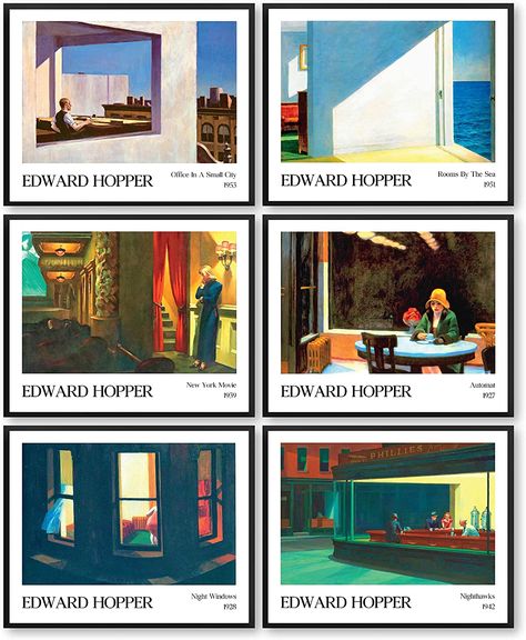 Amazon.com: 97 Decor Edward Hopper Poster Prints - Nighthawks Painting Fine Art, Edward Hopper Nighthawks Wall Art, Edward Hopper Automat Picture, Famous Artist Realism Artwork for Bedroom Decor (8x10 UNFRAMED) : CDs & Vinyl Hopper Nighthawks, Edward Hopper Paintings, Hopper Art, New York Movie, Artwork For Bedroom, Salvador Dali Art, Dali Art, Gustav Klimt Art, Painting Fine Art