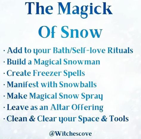 Snow Water Witchcraft, Seasonal Witchcraft, Winter Witchcraft, Weather Magick, Snow Witch, Solstice Blessings, Witch Types, Snow Magic, Ice Witch