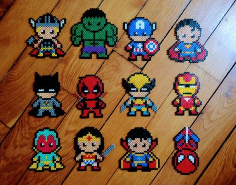 Ironman Perler Beads, Marvel Beads Pattern, Dc Perler Beads, Deadpool Perler Beads, Perler Beads Marvel, Marvel Perler Bead Patterns, Marvel Perler Beads, Marvel Cross Stitch, Modele Pixel Art