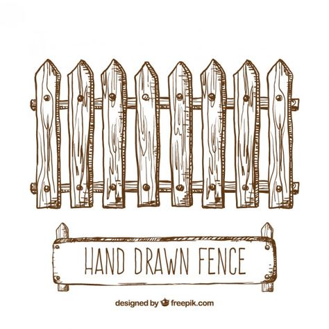 White Picket Fence Illustration, White Picket Fence Drawing, Old Fences Drawing, How To Draw A Fence, Picket Fence Drawing, Picket Fence Tattoo, Fences Drawing, Fence Drawing Easy, Fence Sketch