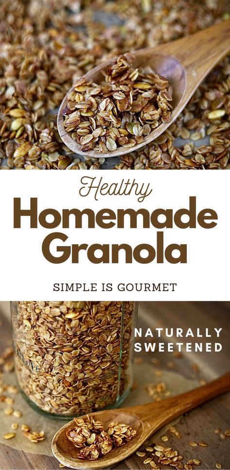 Healthy Homemade Granola - Simple is Gourmet Homemade Soft Granola, Granola Ideas, Soft Granola, Healthy Homemade Granola, Homemade Granola Healthy, Yummy Healthy Snacks, Yogurt Parfait, Cinnamon Flavor, Homemade Granola