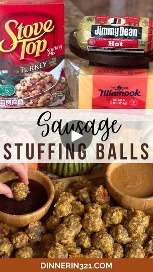 181K views · 9.4K reactions | 🍁🦃Sausage Stuffing Balls🦃🍁
RECIPE on dinnerin321.com or type “RECIPE” and I’ll send you a direct link (check your inbox/message requests)

#sausageballs #sausage #stuffing #holidayparty #appetizer #appetizers #potluck #holidaypotluck #easyrecipe #easyrecipes #simplerecipe #pimentocheese #pimento #southerncharm #southerncooking #appetizerideas #easyappetizers #partytime #tistheseason #onebite #fingerfood #crowdpleaser #holidayparty #easyentertaining #favoriterecipe #thanksgiving #thanksgivingdinner | Laura Ashley Johnson RDN CDE Sausage Stuffing Balls, Easy Sausage Balls Recipes, Stuffing Balls Recipe, Sausage Balls Recipe, Stuffing Balls, Sausage Stuffing, Ashley Johnson, Sausage Balls, Meat Appetizers