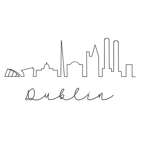 Dublin Tattoo, Dublin Skyline, Ireland Tattoo, Skyline Tattoo, Skyline Drawing, Embroidered Canvas Art, Henna Inspo, Trinity College Dublin, Skyline Silhouette