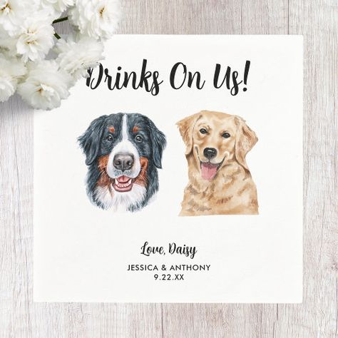 Dog Wedding Cocktail Napkins for $44.85 - Wedding Table Serving & Decorations Make Napkins, Wedding Cocktail Napkins, Wedding Napkin, Wedding Cocktail, Dog Wedding, Wedding Cocktails, Wedding Hats, Wedding Napkins, Wedding Date