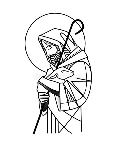 Jesus Christ Drawing, Christian Drawings, Jesus Drawings, Jesus Tattoo, Good Shepherd, Hand Drawn Vector Illustrations, Jesus Art, Hand Drawn Vector, Jesus Pictures