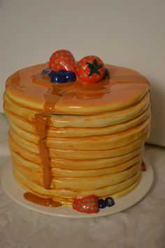 Stack of Pancakes Cookie Jar Quaker Oats Aunt Jemima Limited Edition 2nd Edition Pancake Pottery, Pottery Cookie Jar Ideas, Clay Containers With Lids Ideas, Pancake Sculpture, Ceramic Pancakes, Ceramic Cookie Jar Ideas, Ceramic Jars With Lids Handmade, Practical Ceramics Ideas, Clay Pancakes