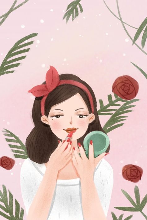 woman,hand-painted,figure,vertical,picture,lipstick,character,makeups,make up Makeup Illustration Art, Procreate Practice, Makeup Clipart, Lipstick Pictures, Brand Mascot, Cute Lipstick, Makeup Illustration, 2023 Ideas, Drawing Competition