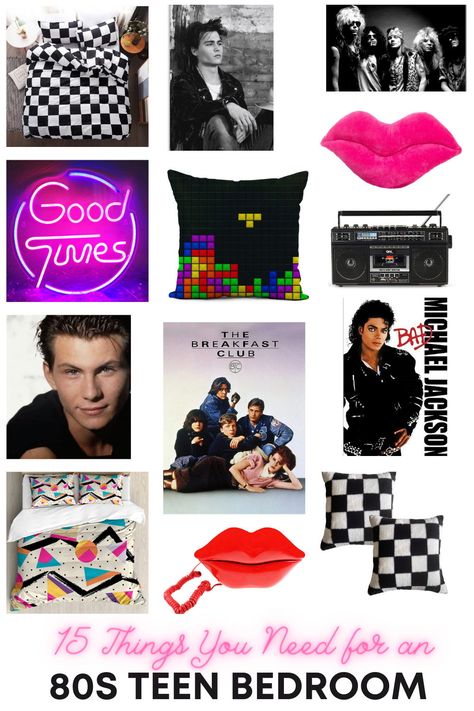 Everything you need for the ultimate 80s teen bedroom including the best 80s posters, bedding, technology and inspiration to create an epic bedroom. 1980s Bedroom Aesthetic, 80s Teen Bedroom, Aesthetic Lego, 1980s Bedroom, Retro Accent Chair, 80s Posters, Bedroom Needs, Matching Dressers, Led Lighting Bedroom