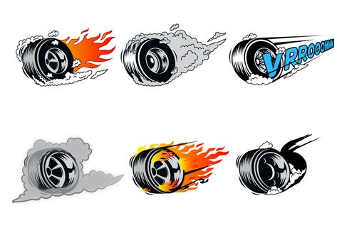 Burnout Tattoo, Burnout Illustration, Reel Logo, Car Burnout, Wheel Tattoo, Automotive Logo Design, Wheel Logo, Stiker Motor, Fire Tattoo