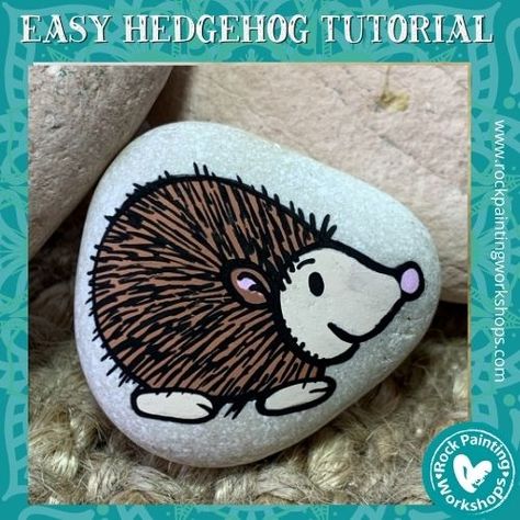 www.rockpaintingworkshops.com - 2021-01-03T100648.134 Porcupine Rock Painting, Easy Rock Painting, Happy Hedgehog, Rock Painting Tutorial, Happy Stones, Acrylic Paint Pens, Paint Line, Rock Crafts, Paint Pens