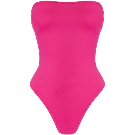 Norma Kamali Bishop Mio Fuchsia Pink High Leg Bandeau Swimsuit (155 CAD) ❤ liked on Polyvore featuring swimwear, one-piece swimsuits, pink, pink swimsuits, swimming costume, norma kamali swimsuit, bandeau one piece swimsuits and bathing suit swimwear Cute Pink Bodysuit For Swimming, Pink Dior Swimsuit, Pink Retro Stretch Swimwear, Pink Y2k Swimsuit, Pink Swimming Bodysuit With Built-in Bra, Norma Kamali Swimwear, Bandeau Swimwear, Coastal Clothing, Strapless Bathing Suits