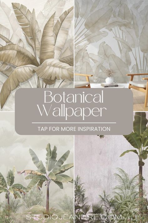 Discover stunning botanical wallpaper ideas to transform your space. Explore a variety of styles, including neutral, tropical, and vintage floral wallpapers. Create a captivating feature wall with beautiful blue floral designs. Transform your home with these enchanting wallpaper ideas. Vintage Hawaiian Wallpaper, Tropical Wallpaper Aesthetic, Vintage Tropical Wallpaper, Botanical Murals, Tropical Flowers Wallpaper, Vintage Botanical Wallpaper, Enchanting Wallpaper, Vintage Hawaiian Decor, Tropical Interior Design