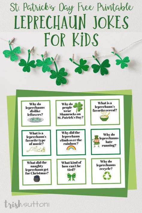 Share these silly Leprechaun Jokes for Kids to celebrate St. Patrick's Day! Grab this free printable and share these goofy green themed jokes this spring. Leprechaun Printable Free, Note From Leprechaun, Leprechaun Note, St Patricks Day Jokes, Passive Programming Library, Leprechaun Names, Leprechaun Tricks, Kids Lunch Box Notes, March Ideas