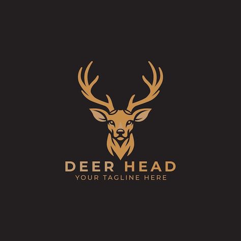 Deer head logo design deer logo vector i... | Premium Vector #Freepik #vector Deer Art Illustration, Deer Logo Design, Head Logo Design, Deer Logo, Hunting Club, Black Deer, Eye Logo, Golden Logo, Animal Icon