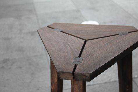 https://www.behance.net/gallery/15390943/Triangle-Stool Japanese Joinery, Chair Design Wooden, Shower Stool, Wood Stool, Wooden Bench, Wooden Chair, Wood Chair, Joinery, Chair Design