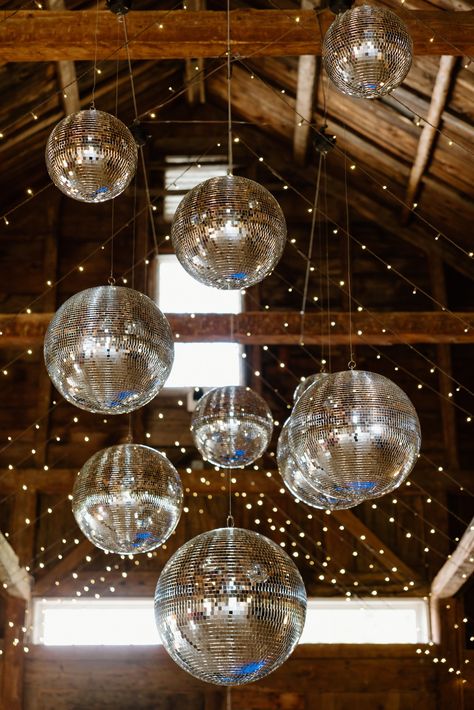 Disco Ball Ceiling, Disco Ball Installation, Ball Installation, Disco Prom, Disco Ball Wedding, Diy Disco Ball, Disco Ball Decor, Reception Cocktail, Fairy Tail Wedding