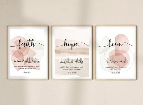 Faith Hope Love Wall Decor, Islamic Wall Decor Printable, Islamic Wall Frames, Grateful Wall Art, Calligraphy Wall Decor, Arabic Wall Art, Faith Based Art, Calligraphy Poster, Scripture Quote