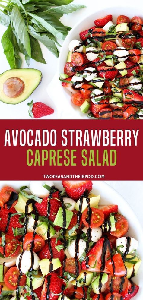 Avocado Caprese Salad, Strawberry Caprese, Cold Sides, Lettuce Salads, Cold Side Dishes, Ensalada Caprese, Potluck Side Dishes, Caprese Salad Recipe, Couscous Salat