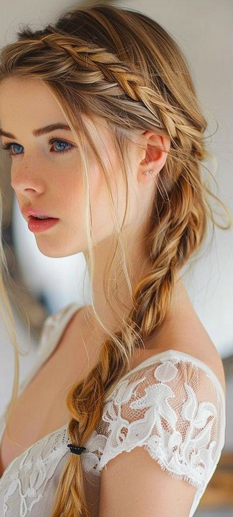 Romantic Side Braid, Side Ponytail Hairstyles, Hairstyle For Prom, Girls Figure, Pony Hairstyles, Blonde Ponytail, Sophisticated Hairstyles, Side Ponytail, Pinterest Hair