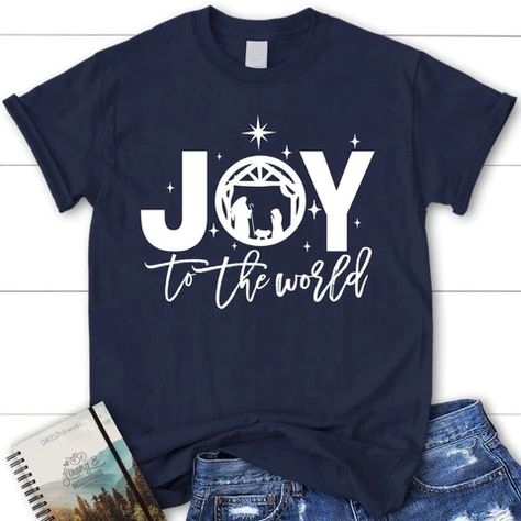 Christian Christmas Apparel - Christ Follower Life Christian Christmas Gifts, Christian Tshirts Women, Christian Christmas Gift, Christian Shirts Designs, Easy Christmas Gifts, Polar Express, Christian T Shirt, Christian Christmas, Joy To The World