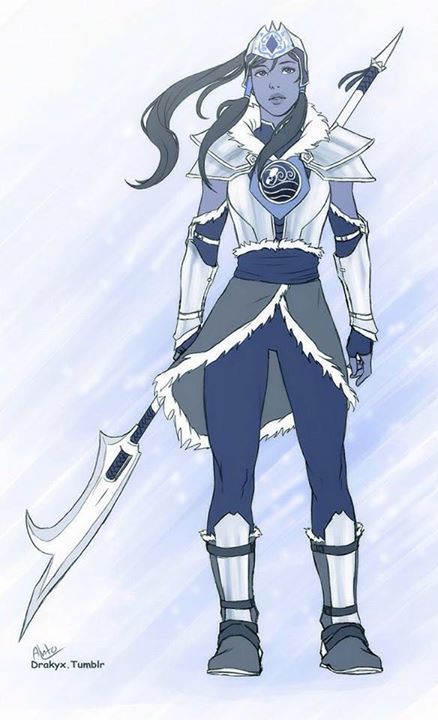 "Korra, chieftess of the southern water tribe." Looks awesome. Reminds me of Aang in his oversized armor from book 3 episode 4. Atla Outfits, Atla Oc, Water Tribe, Avatar Series, Korra Avatar, Avatar Fan Art, Air Bender, Avatar The Last Airbender Art, Team Avatar