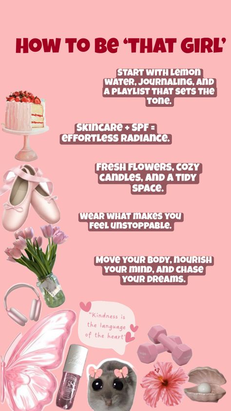 "✨ How to Be That Girl ✨ Ready to elevate your lifestyle? From glowing skin to romanticizing your mornings, these 5 simple tips will help you become the best version of yourself. Save this pin for daily inspo and start living your dream life today! 💖 #ThatGirl #GlowUp #SelfCare #AestheticLifestyle #HealthyHabits" How To Better Myself, How To Be That Girl Aesthetic, How To Become Prettier, How To Be The Best Version Of Yourself, How To Be Nicer, How To Be Aesthetic, How To Become Popular, Living Your Dream, Be Aesthetic