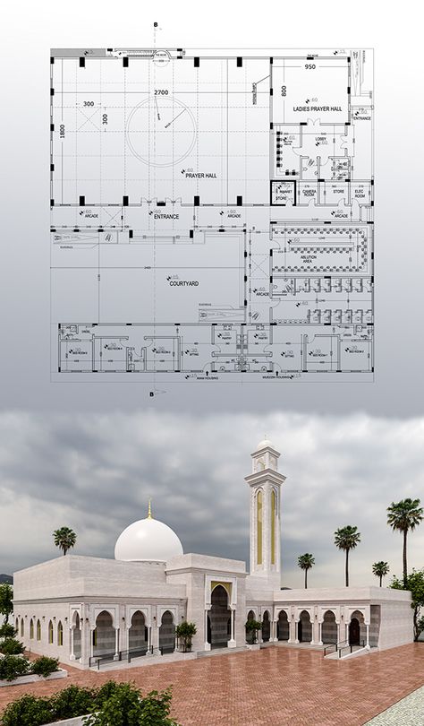 Masjid Layout Plan, Mosque Layout Plan, Mosque Design Islamic Architecture Plan, Masjid Design Islamic Architecture, Mosque Plan Architecture, Mosque Floor Plan, Small Mosque Design Interior, Mosque Layout, Modern Mosque Design