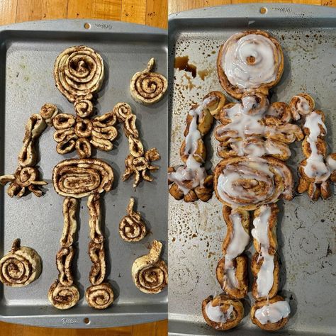 Scary Halloween Food, Breakfast Cinnamon, No Bones About It, Halloween Food Dinner, Halloween Breakfast, Halloween Party Treats, Spooky Snacks, Halloween Sweets, Cinnamon Rolls Homemade