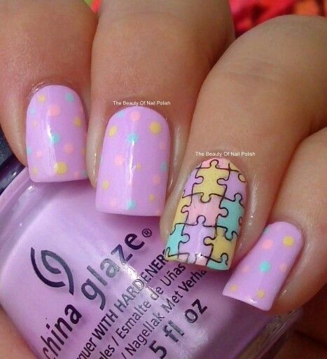 Puzzle Piece Nails, Puzzle Nails, Shorts Nails, Easter Puzzles, Yeri Mua, Carnival Games, Puzzle Design, China Glaze, Mani Pedi