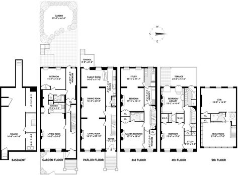 Brownstone Floor Plan, Brownstone Brooklyn, Brownstone Homes, New York Brownstone, New York Townhouse, Brooklyn House, Luxury Townhouse, Row Houses, New York Homes