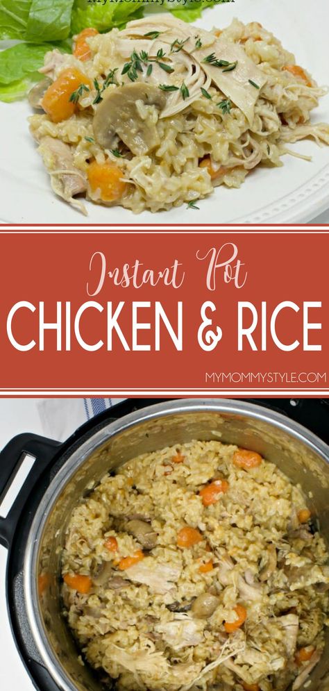 I love this Instant Pot chicken and rice. It is so simple and turns out perfectly every time and it takes less than half the time to cook compared to the oven casserole. Chicken And Brown Rice Recipes, Instant Pot Chicken And Rice, Healthy Family Recipes, Chicken And Rice Recipe, Chicken And Brown Rice, Brown Rice Recipes, Easy One Pot Meals, Healthy Instant Pot Recipes, Healthy Family Meals