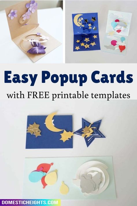 pop up cards made easy, with free svg and printable pdf templates Pop Up Card Templates Free Printable, Pop Up Valentine Cards, Diy Pop Up Cards, Tarjetas Pop Up, Pop Up Card Templates, Diy Pop, Pop Up Greeting Cards, Kids Pop, Cricut Joy