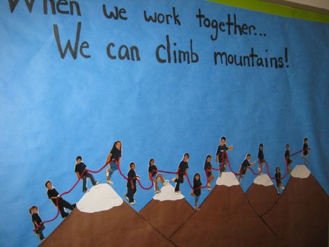 Teamwork Bulletin Boards, Mountain Classroom, Everest Vbs 2015, Everest Vbs, Camping Classroom, Camping Theme Classroom, Mt Everest, Leader In Me, Vbs Ideas