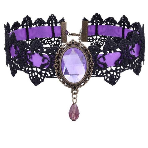 Purple Gothic Faux Gem Oval Lace Choker Necklace ($2.55) ❤ liked on Polyvore featuring jewelry, necklaces, gemstone choker, gemstone jewelry, gothic lace chokers, goth choker necklace and gothic necklaces Goth Choker Necklaces, Black Lace Necklace, Black Lace Choker Necklace, Purple Choker, Purple Gothic, Goth Choker, Black Lace Choker, Lace Choker Necklace, Gothic Chokers