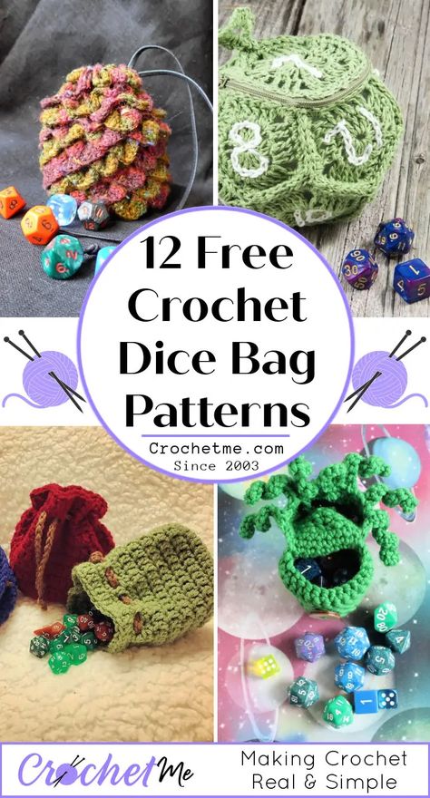 12 Free Crochet Dice Bag Patterns | Dragon Egg Dice Bag Pattern Crochet Dice Bag, Crochet Dice, Crochet Phone Cases, Crochet Mignon, Confection Au Crochet, Crochet Dragon, Crochet Design Pattern, Crochet Clutch, Crochet Simple