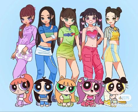 New Jeans Character, New Jeans Anime, New Jeans Drawing, New Jeans Fanart, New Jeans Powerpuff, Newjeans Fanart, Doodles Bonitos, Ppg And Rrb, Powerpuff Girl