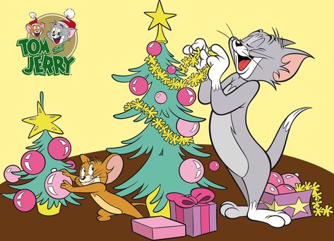 Tom and Jerry Christmas Christmas Tom And Jerry, Tom And Jerry Christmas, Tom And Jerry Pictures, Tom Und Jerry, Holiday Cartoon, Disney Toms, Tom And Jerry Cartoon, Tom Y Jerry, Christmas Yard Art