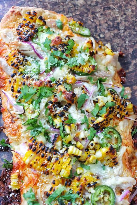 Street Corn Flatbread, Street Taco Pizza, Birria Taco Pizza Recipe, Mexican Street Corn Flatbread, Unique Flatbread Recipes, Mexican Street Corn Pizza, Corn Pizza Recipe, Flatbread Recipes Pizza, Mexican Flatbread Pizza