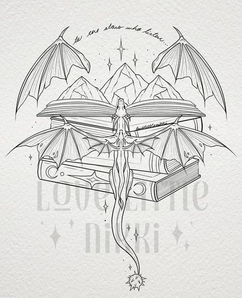 Zodiac Academy Book Tattoo Ideas, Fourth Wing And Acotar Tattoo, City Of Starlight Tattoo, Fourth Wing Tattoo Ideas, Velaris Tattoo, Fourth Wing Tattoo, Book Inspired Tattoos, Book Lover Tattoo, Wings Sketch