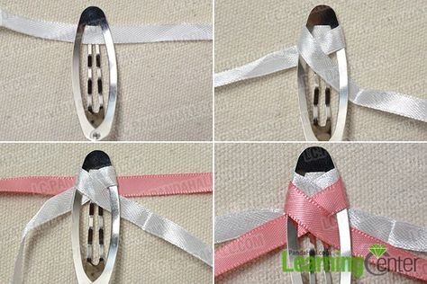 How to Make Lovely Pink Ribbon Hair Clips with Acrylic Beads for Girls- Pandahall.com Ribbon Barrettes Diy, Ribbon Barrettes, Handmade Hair Clips, Ribbon Hair Clip, Felt Hair Accessories, Girls Hair Bows Diy, Bead Hair Accessories, Woven Headband, Hair Clips Diy